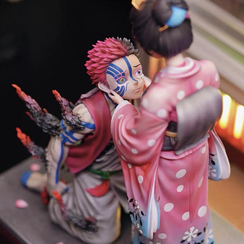 Demon Slayer 27cm GK Popart Akaza Koyuki Figure Cherry Blossom Scene Statue Desktop Ornament Presents Anime Collectible Model Toys