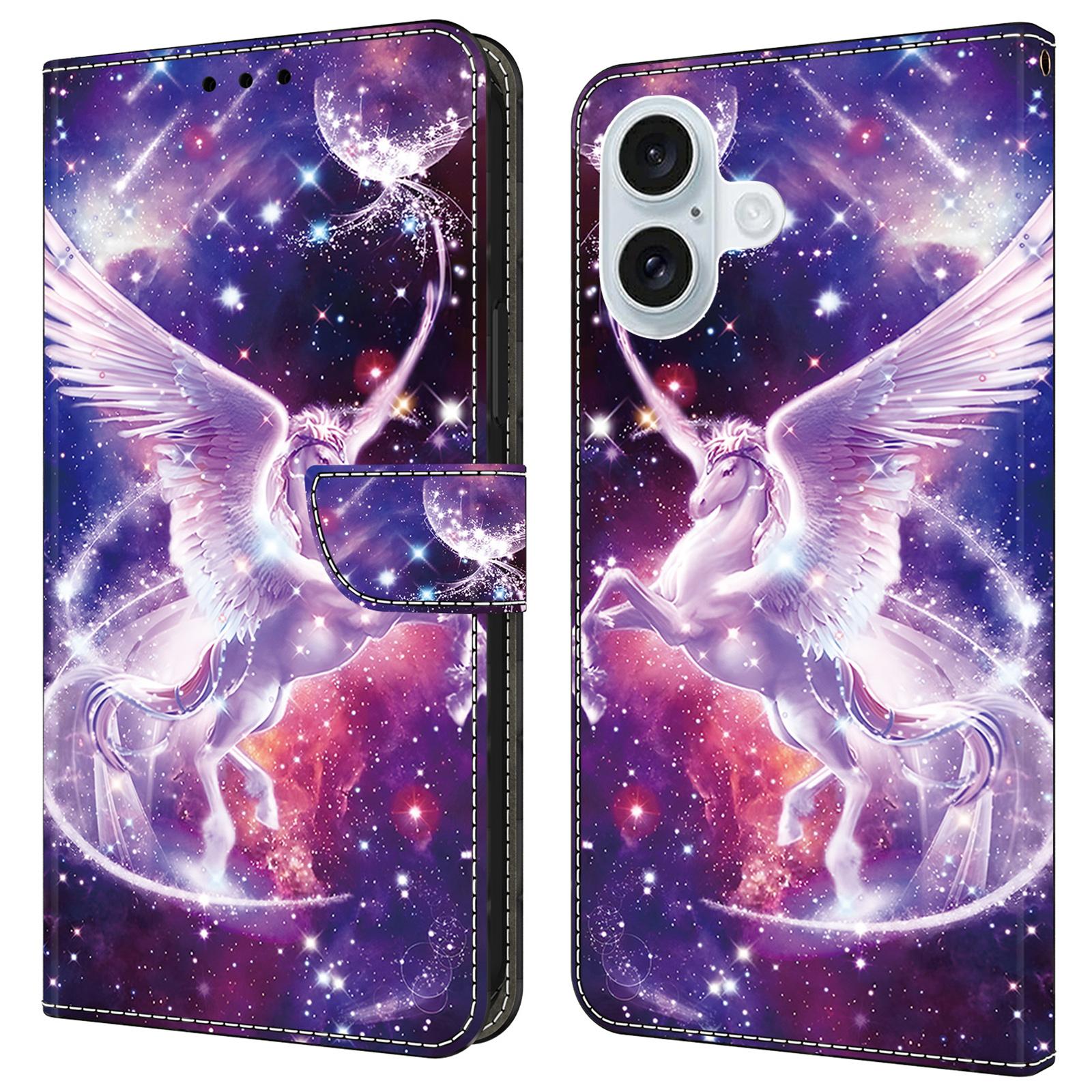 

For iPhone 16 Case Pattern Printed Protective Leather Flip Phone Case Horse