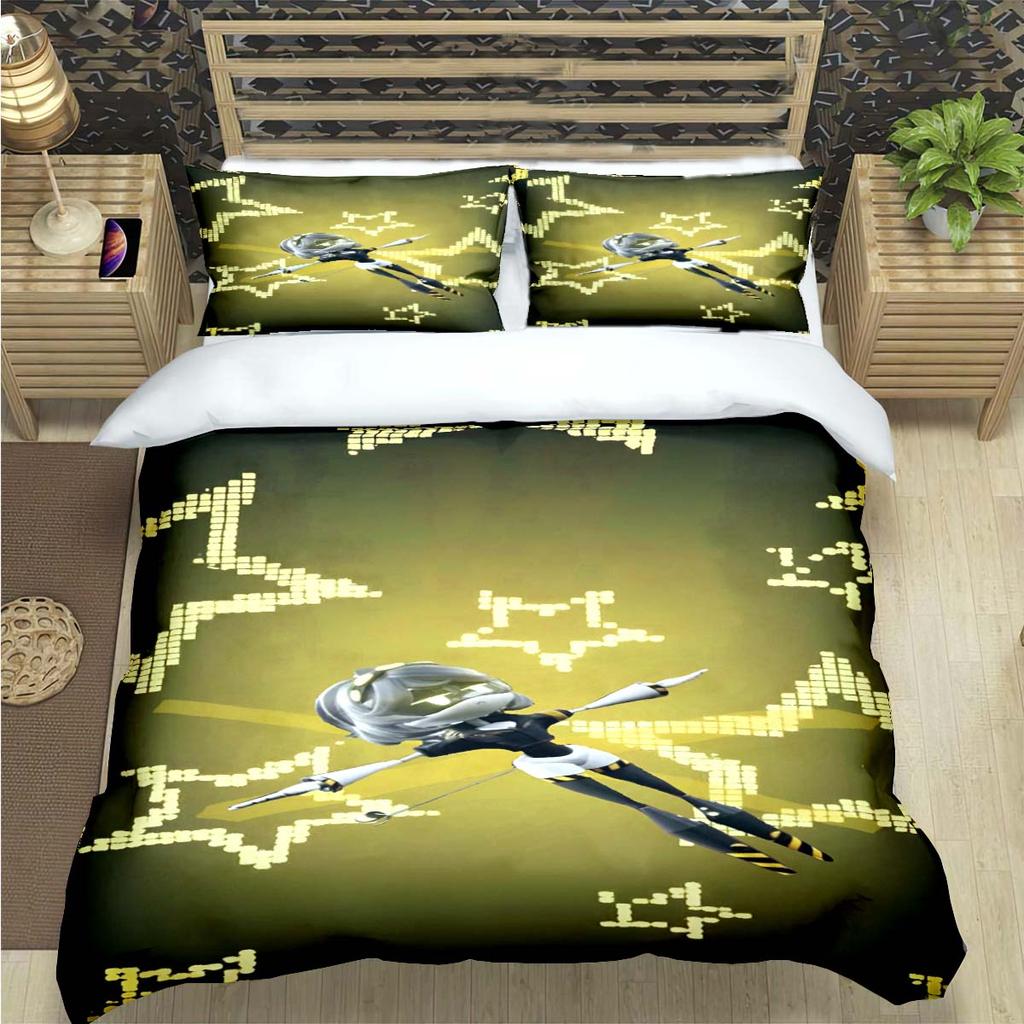 Comforter Fashion Cartoon Murder Drone Print Bedding Set Comforter Bed Youth Kids Girl Boys Luxury Birthday Gift