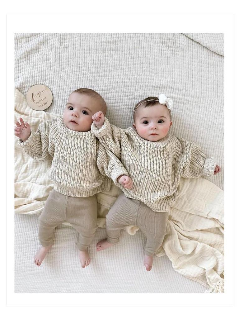 Infant Crew Neck Knit Sweater for Boys & Girls - Toddler Wool Pullover for All Seasons