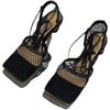Fashion Maille Sexy Pour Femmes, Sandales À Talons Hauts, Bretelles Croisées, Talons Aiguilles, Tenue De Soirée