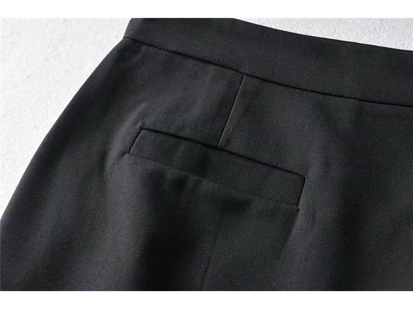 Summer 2024 High-Waist A-Line Midi Skirt with Slit - Women's Slimming, Anti-Exposure Bodycon Design