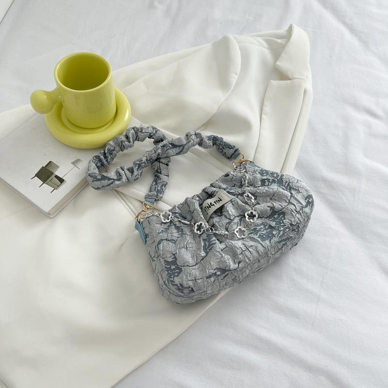 Flower Pleated Cloud Bag Women's Bag Summer New Temperament Chain Shoulder Bag Fashion Messenger Cloth Bag Bag