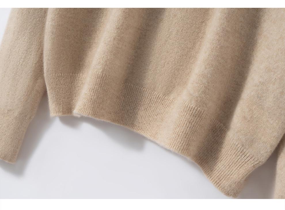 Women's 100% Cashmere Polo Neck Sweater - Autumn/Winter Versatile Loose Fit