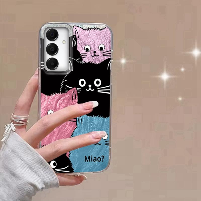 Cute Cat Case For Samsung A56 A16 A17 S25 FE Xiaomi Redmi Note 14 13 Pro 14C A5 Huawei Honor 400 200 Lite Pro iPhone 16 Pro Max Shockproof Cover
