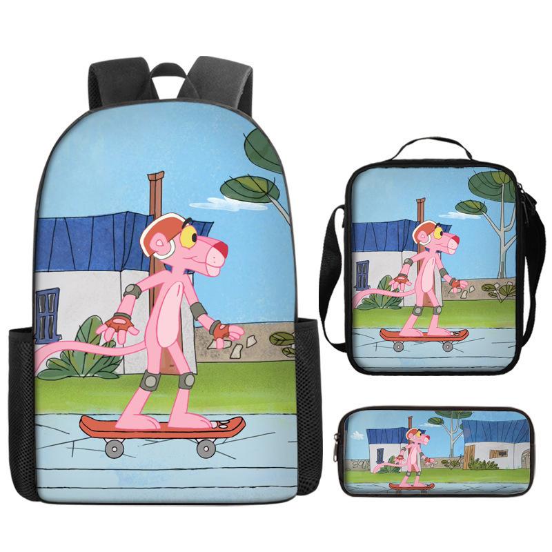 Pantera Rosa Pantera Rosa Pantera Rosa Cartone Animato Zaino Zaino Astuccio Set da Tre Pezzi