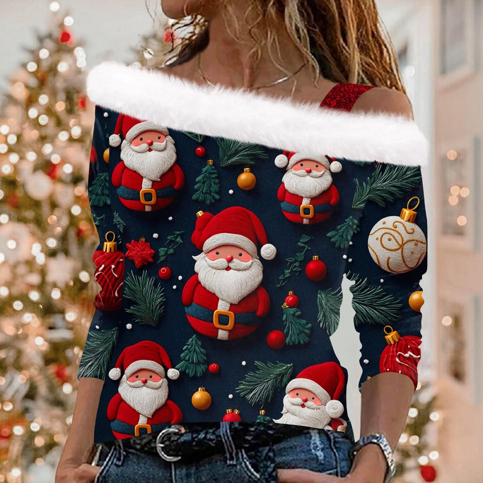 

Женский повседневный рождественский принт с длинными рукавами и без бретелек из плюша L винный