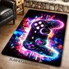 Flannel Printed Gaming Controller Rug Neon Light Design Soft Fleece Floor Mat Living Room Carpet Gamer Decor Rugs