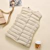 Autumn Winter Women White Duck Down Jacket O-Neck Solid Color Sleeveless Button Slim Lightweight Down Vest M-4XL