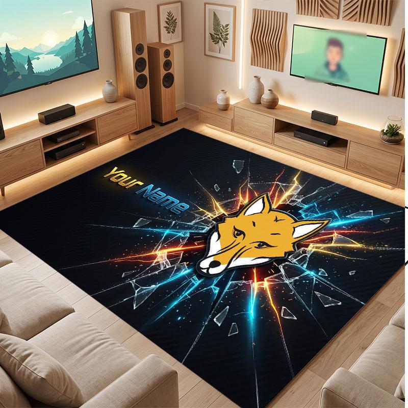 Leicester City Custom Crystal Velvet Rug, Personalized Name Text Print, Football Logo Soft Non‑Slip Floor Mat Home Decor Gift
