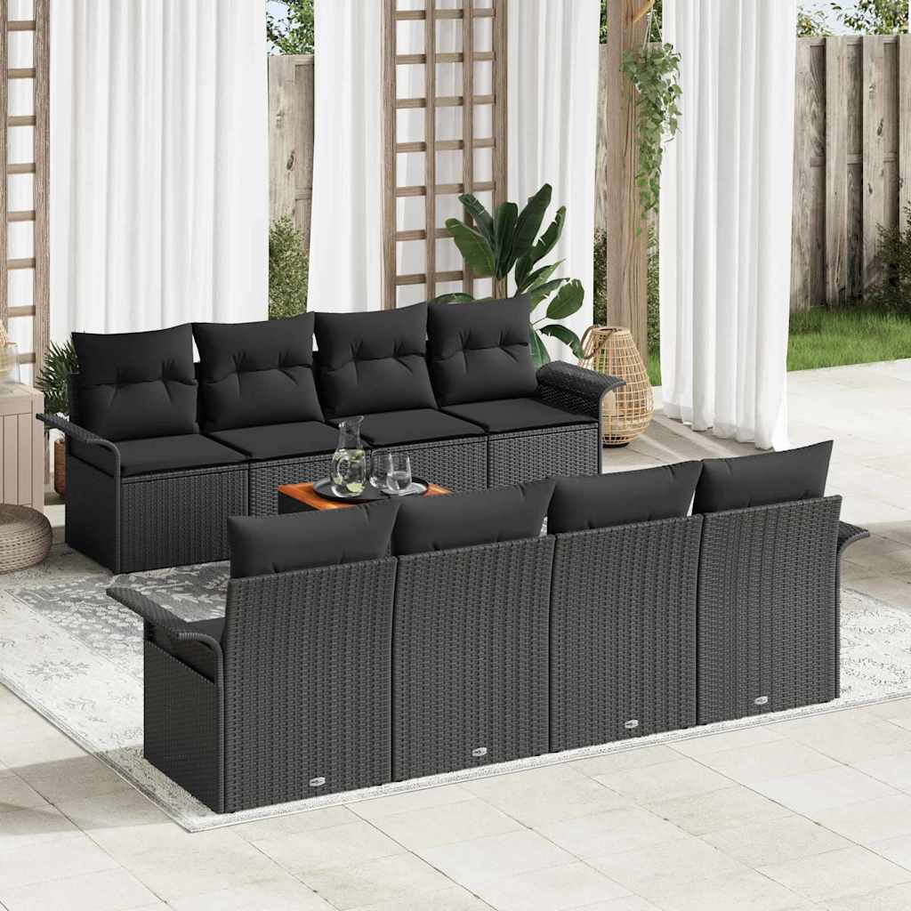 Garden Sofa Set with Storage 9 pcs Black Poly Rattan