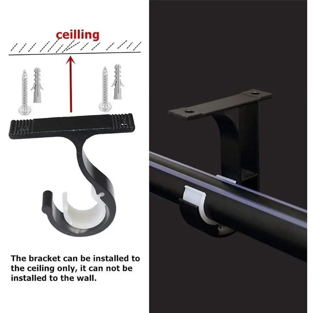 1 Pezzo Staffe Supporto Asta Tenda Soffitto Casa Gancio Installazione Asta Lega di Alluminio Montaggio a Parete Clip Fissaggio Traversa Spessa