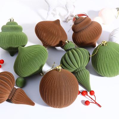 Trendy Flocked Irregular Christmas Ball Ornament Set for DIY Holiday Decoration