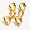 E.B.belle Dainty Cute Girl's Mini Size Hoop Earrings Square Shape 3A Zircon Stone Gold PLated Stainless Steel Huggies Earring