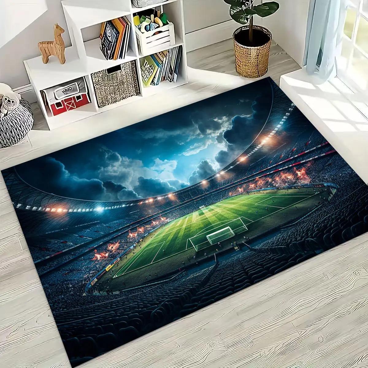 Focipálya mintás csúszásmentes szőnyeg alkalmas hálószobákba, nappalikba, kanapékra, előszobákba és extra nagy gyerek játszószőnyegnek 120x160cm
