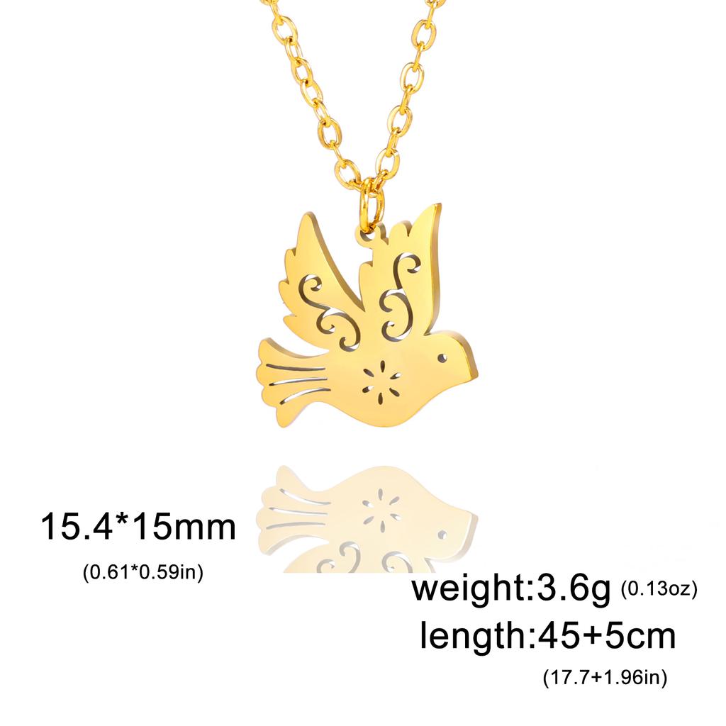 Peace Dove Pigeon Pendant Necklace Women Stainless Steel Gold Neck Chain Cute Bird Jewelry Birthday Gift