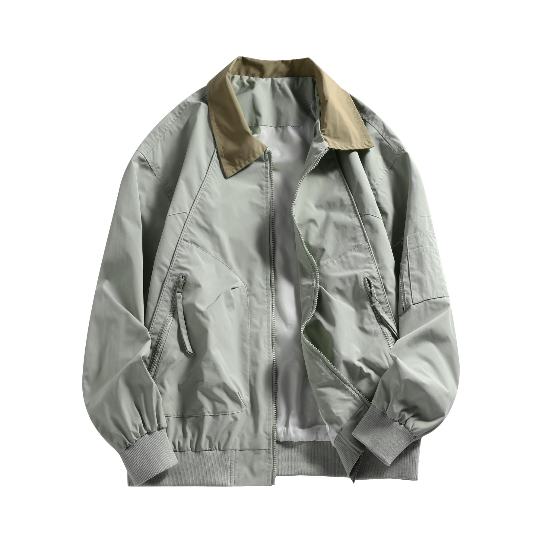 CEEN Military Casual Bomber Jacket for Outdoor Outerwear Men s Jacket, Multi-Pocket Zip-Up Activities, Commuting, Spring/Autumn серый