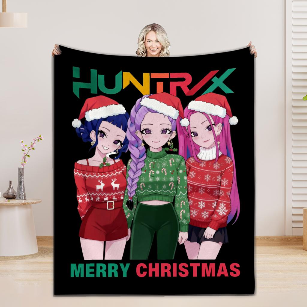 Christmas Blanket KPOP Soft Flannel Blanket Coach Bedroom Sofa Blankets D-Demon-Hunters Blankets All Seasons Home Decorations