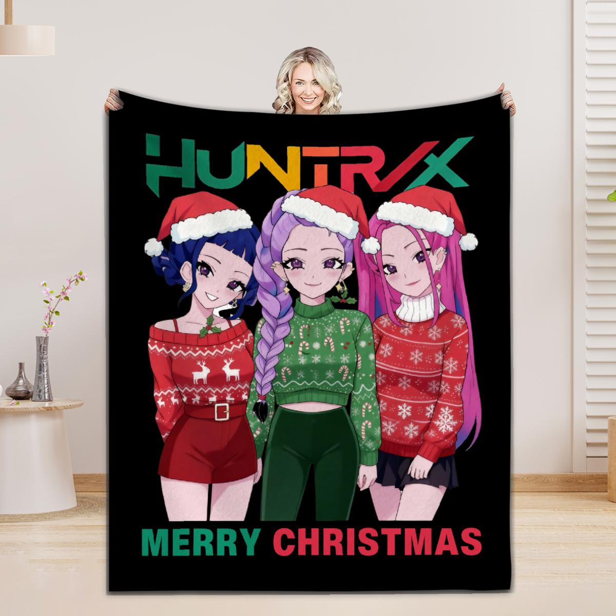 

Christmas Blanket KPOP Soft Flannel Blanket Coach Bedroom Sofa Blankets D-Demon-Hunters Blankets All Seasons Home Decorations 75x100cm