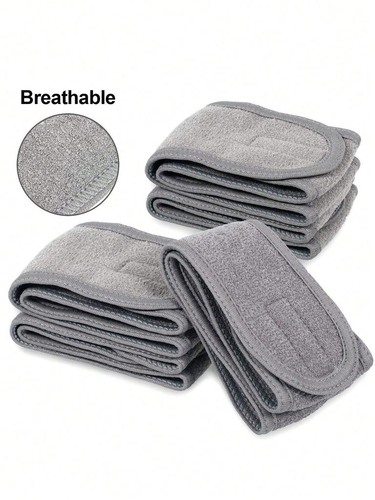 3Pcs Women'S Makeup, Face Wash, Solid Color Velcro Headbands, Sports Yoga Headbands, Spa Bathroom Headbands