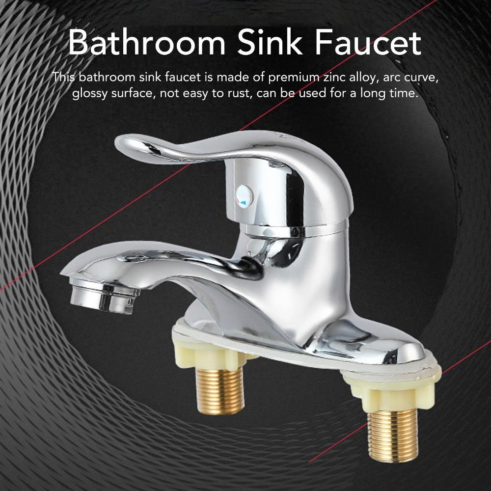 Durable Alloy Sink Faucet 2 Hole Hot Cold Water Mixer Tap Single Handle Deck Mounted Faucet Hotel