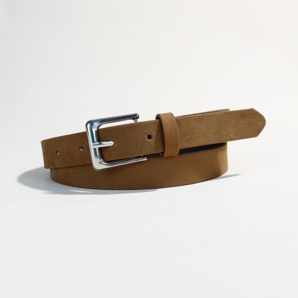 Luxury Design Suede Leather Belt Pin Buckle Vintage Women Waist Belt Versatile Retro Frosted Thin Waistband Jeans Decoration