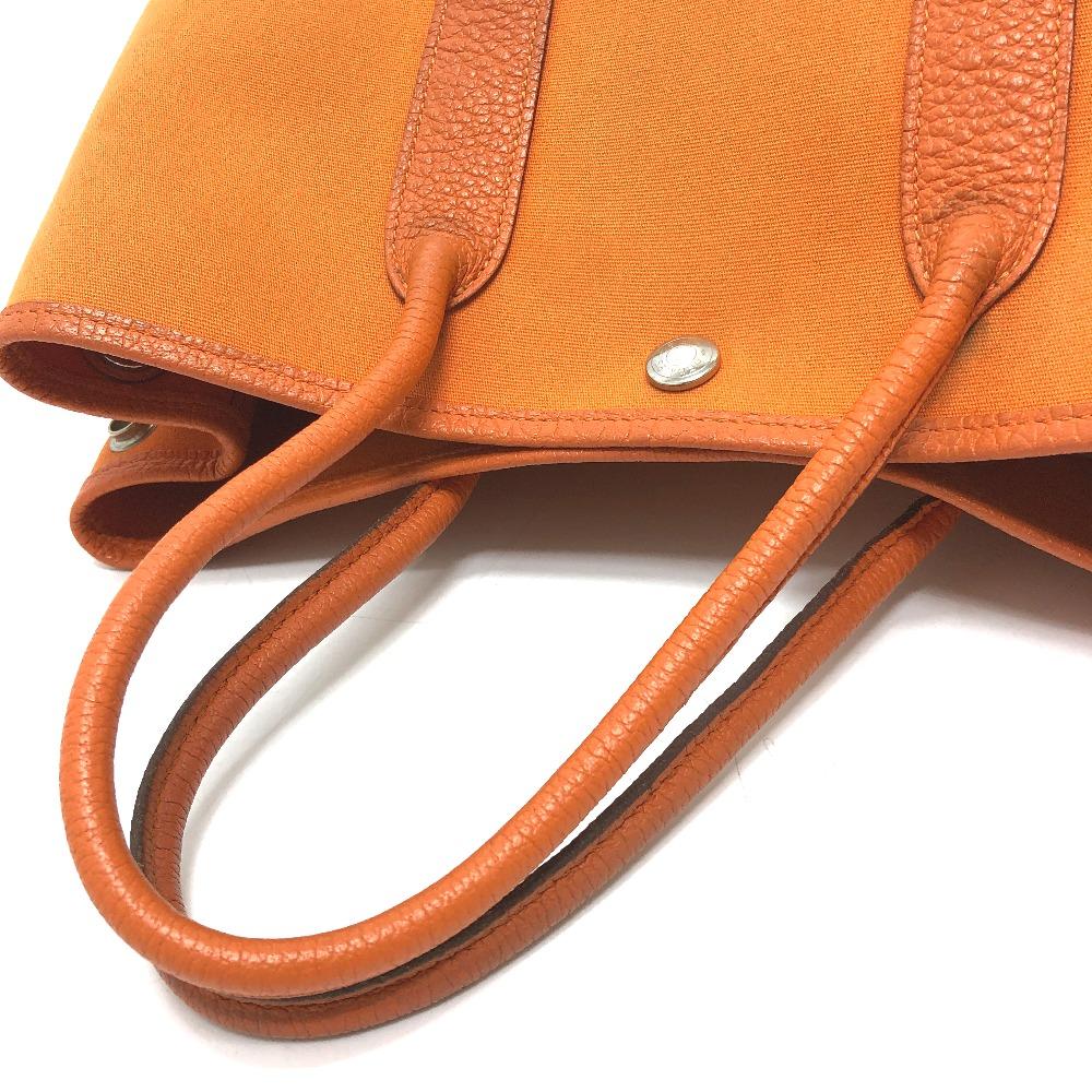 Hermes Garden Party TPM Tote Bag Hand Bag Leather/Canvas Orange
