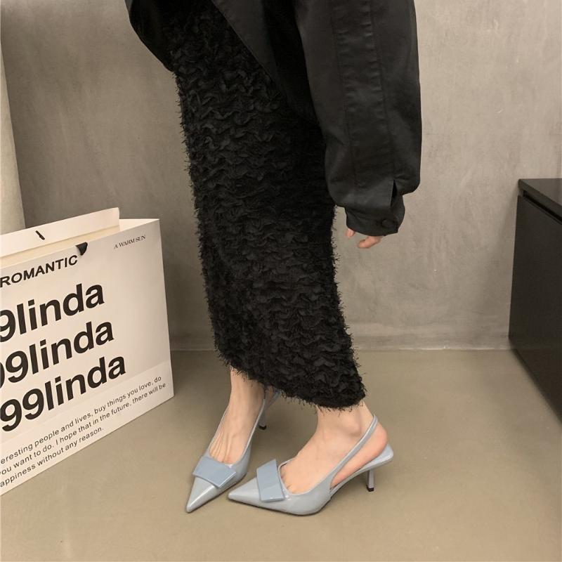 

Мода 2025 Новый Стиль Роскошные Женские Кожаные Шлепанцы Туфли на Высоком Каблуке Вечерние Туфли-Лодочки Женские Летние Сандалии Женские Сандалии на Высоком Каблуке Обувь 39 синий