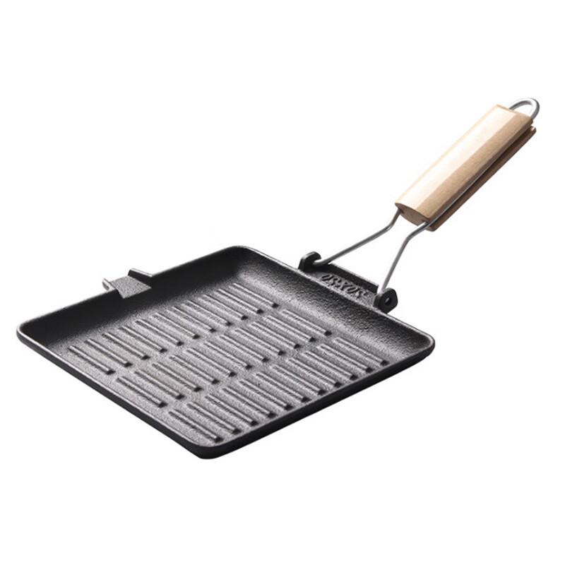 ZISIZ Cast Iron Steak Frying Pan with Folding Handle