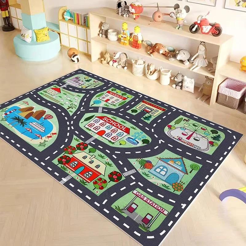 Kids Cartoon Carpet for Children's Room - Soft Anti-Slip Washable Crawling Mat - Toddler Play Mat for Bedroom Bedside Home Decor