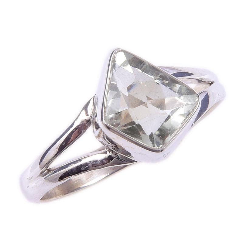 Natürlicher grüner Amethyst Edelstein Handarbeit 925 Sterling Silber Ring S.7 S1P23