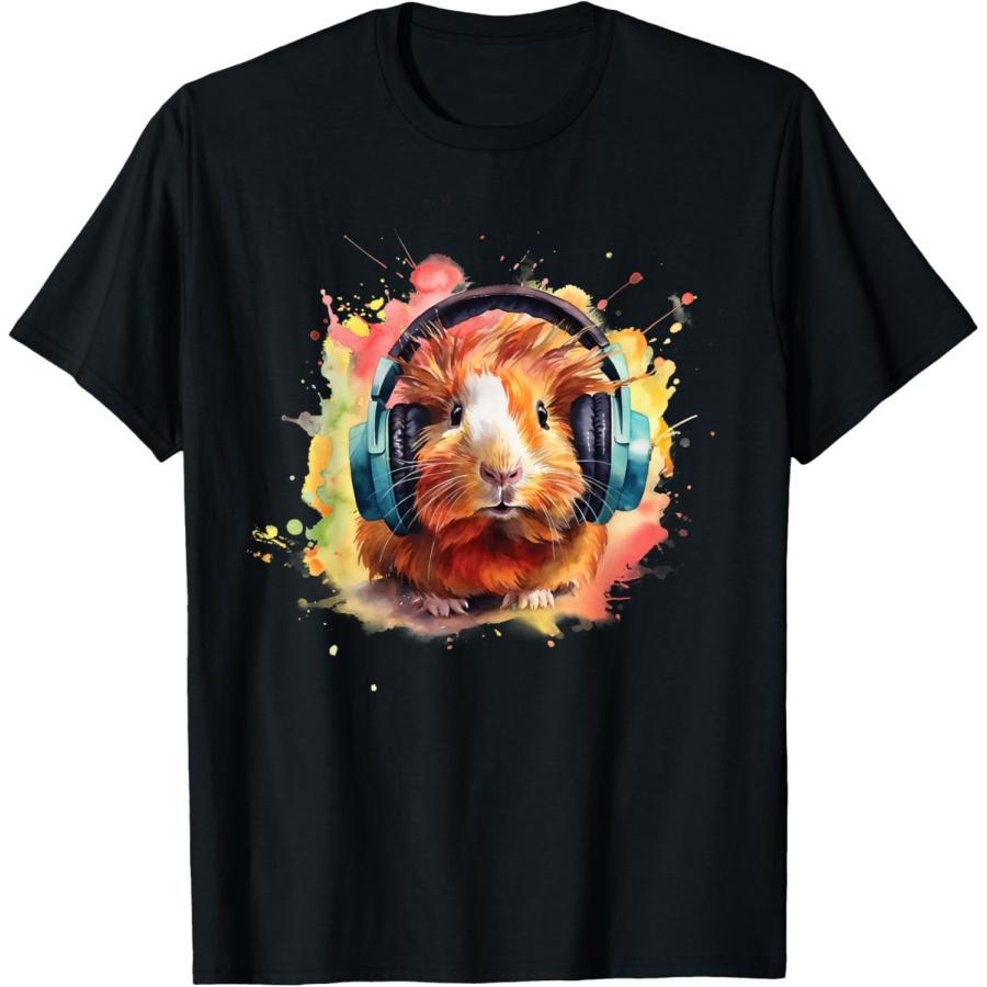 

Watercolor Headphones Funny Guinea Pig T-Shirt XXXXXL чёрный