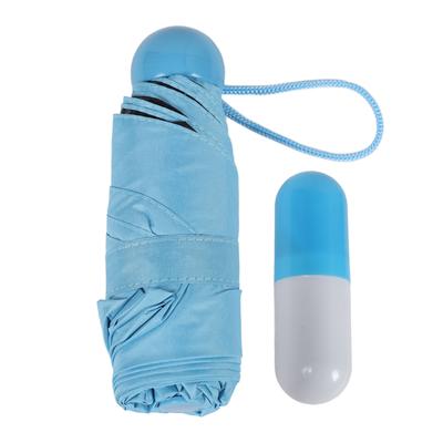 Capsule Umbrella Portable 5 Ribs Folding Umbrella UV Proof Sunscreen Windproof Dual Use Umbrella for Daily Travel