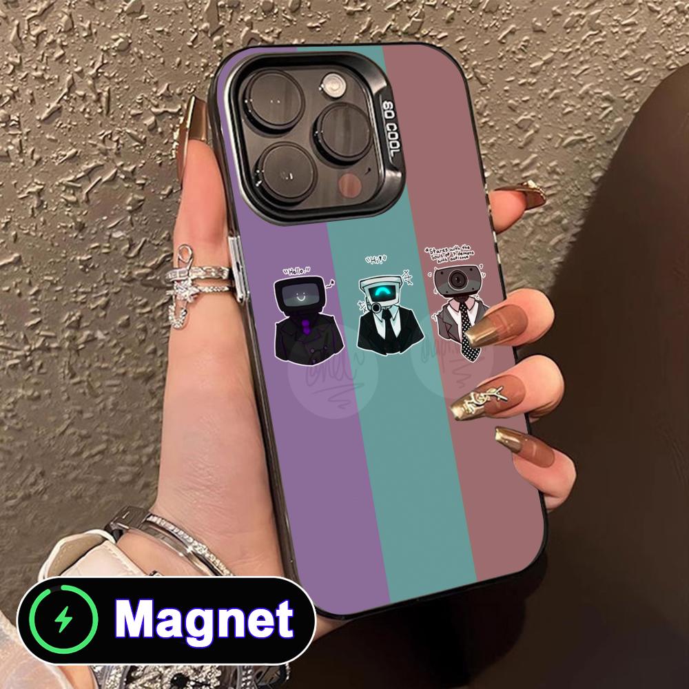 

Skibidi Toilet TV Camera Man Phone Case for iPhone 17 16 15 14 13 12 11 Air Pro Max Plus Colorful Silver MagSafe Cover iPhone 11