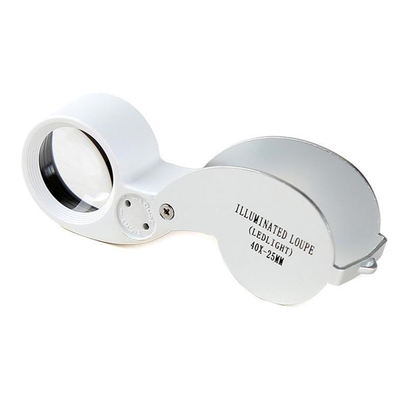 40X Jewelers Loupe Magnifier with Light Foldable Jewelry Eye Loop- Magnifier LED Illuminated Jeweler Glass