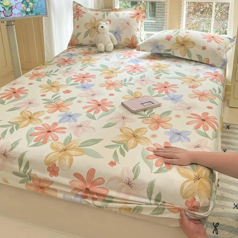 Pure cotton mattress single piece 100% cotton mattress protective cover non-slip and dust mattress protective cover cotton