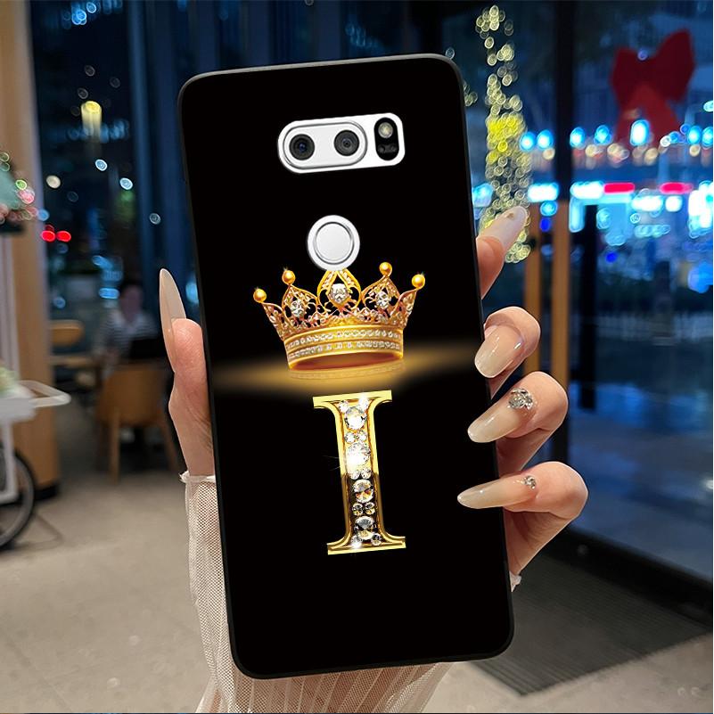Phone Case For LG V30/V30 Plus/V30S ThinQ/V35 ThinQ Soft Silicone Beautiful Trendy Crown Letter Pattern Black Case Casing