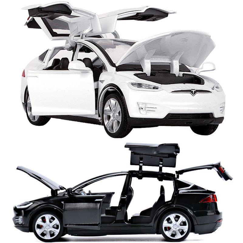 Tesla Model 132 X 90d Suv Diecast Model Car Soundlight Pull Back Kids Toy Gift
