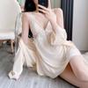 Female Sexy Winter Golden Velvet Pajamas Spring and Autumn Warm Suspender Nightgown Nightgown Two-piece Set Loungewear with Chest Pad