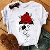 New Harajuku Women's T-shirt Fashion Creative Reose Musical Note Printed T Shirt Casual Shirt Short-sleeved Female Tshirt