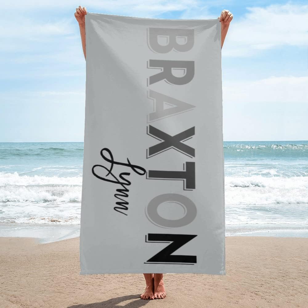 Personalized Beach Towel Custom Name Beach Towel Soft Absorbent Customized Bath Towel for Kids Adults Couples Friends Bridesmaid
