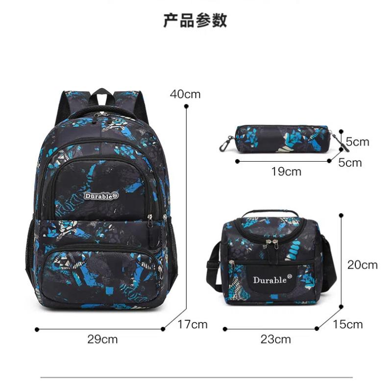 Children School Bags For Boys Set Schoolbag Primary Book Bag School Backpack With Lunch Bag 3Pcs Kids Waterproof Travel Rucksack