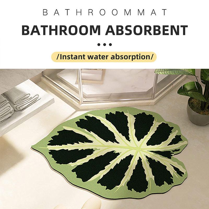 Bathroom Mat U Shape Leaf Absorbent Bath Foot Mats Carpet Anti-Slip Rubber Room Rugs Toilet Floor Shower Pad Entrance Door Mat