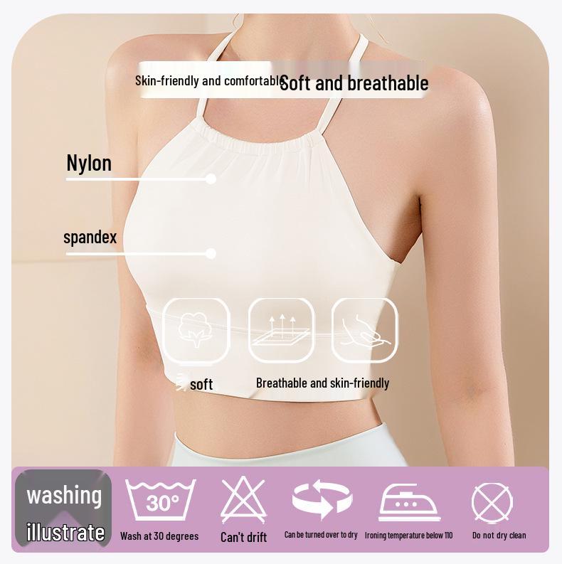 Halter Neck Ruched Yoga Bra with Criss-Cross Back