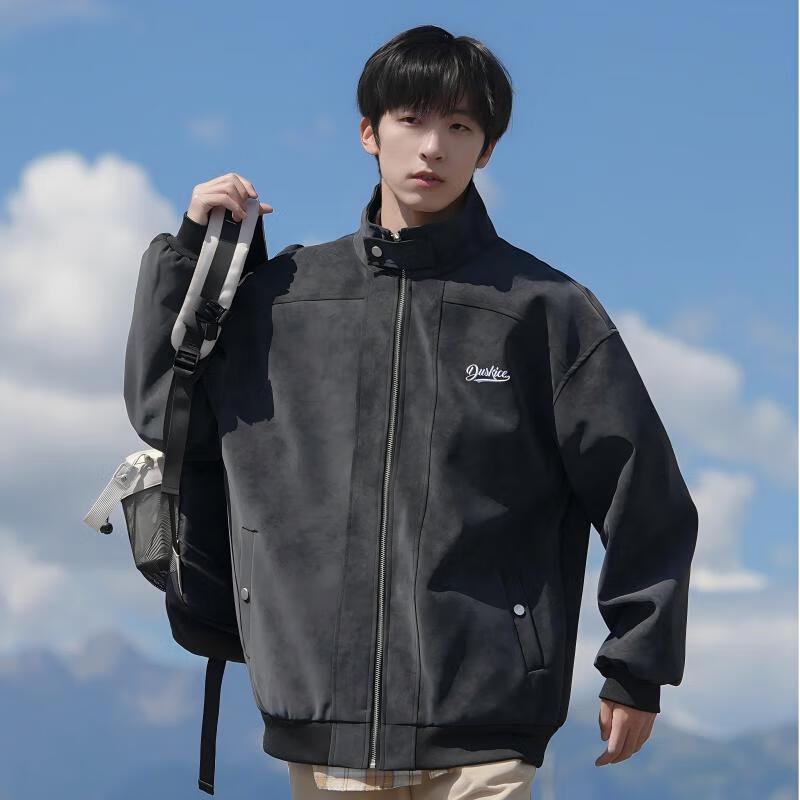 

Men s American Style Stand Collar Coach Jacket 2XL