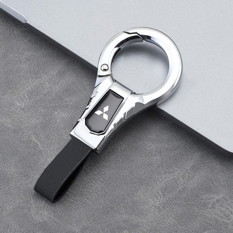 nlvc3 High-end Leather Key Chain Car Logo Keyring Auto Interiors Accessories For Mitsubishi Eclipse Outlander Pajero ASX Colt I200 Ex