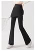 2026 Women's Plus Size High-Waisted Micro-Flare Yoga Pants – Fake Two-Piece Sports Fitness Base Layer for Chubby Girls.