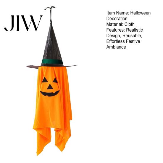 Reused Halloween Party Decorations Cute Hanging Decor, Pumpkin Ghost Pendant with Supplies Wizard Hat, Spooky Witch Ornament for Home Decorative