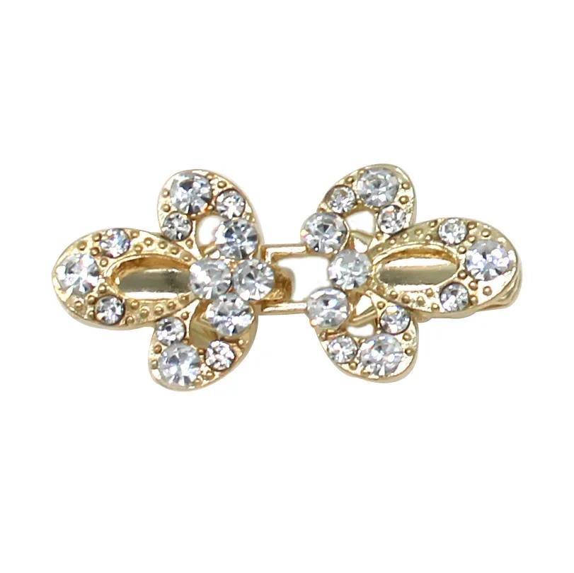 1 Pair Shiny Alloy Cardigan Collar Clips Holder Women Decor Crystal Cape Cloak Clasps Fasteners Buckle Brooch Clip
