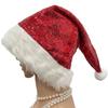 Shimmering Christmas Hat for Adult Kids Santa  Caps with Furry Trim Festival Costume Noel Hat Holiday Sequined Hat